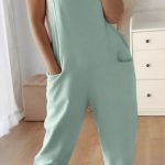 Casual jumpsuit με δέσιμο μέντα