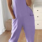 Casual jumpsuit με δέσιμο λιλά