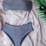 Lurex στράπλες μπικίνι ασημένιο