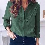 Ruffle romantic πουκάμισο πράσινο