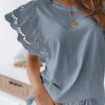 Μπλούζα με μανίκι δαντέλα σε γκρι