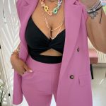 Αμάνικο office σετ ροζ