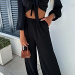 Summer σετ με δέσιμο μπροστά μαύρο