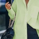 Πουκάμισο oversize με τσέπη λαχανί