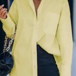 Πουκάμισο oversize με τσέπη κίτρινο