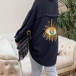 Πουκαμίσα με τύπωμα στην πλάτη μαύρο