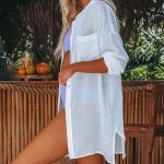 Αέρινη beachwear πουκαμίσα λευκή