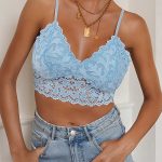 Bralette δαντελωτό bra top γαλάζιο