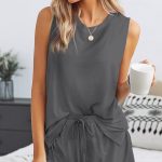 Μονόχρωμο σετάκι με rufled σορτσάκι σκούρο γκρι