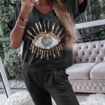 Βελουτέ σχέδιο με τύπωμα μάτι μαύρο