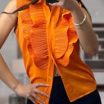 Τοπ με διπλό βολάν πορτοκαλί