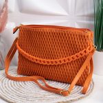 Δερμάτινο σαγρέ τσαντάκι φάκελος σε πορτοκάλι