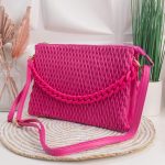 Δερμάτινο σαγρέ τσαντάκι φάκελος σε φούξια