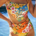 Τροπικό φλοράλ ψηλόμεσο tankini μαγιό
