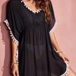 Τουνίκ με pom poms σε μαύρο