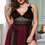 Hollow out δαντελένιο babydoll μπορντό