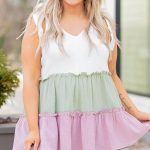 Color block μπλουζάκι με βολάν