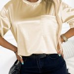 Κοντομάνικη glam μπλούζα μπεζ