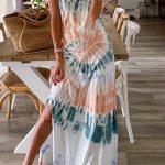 Tie dye μακρύ φόρεμα με σκίσιμο