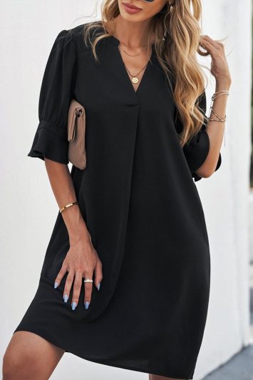 black-ruffled-sleeve-shift-dress-200115878-2-kookoo-2