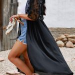 Elegant mesh κιμονό με δαντέλα