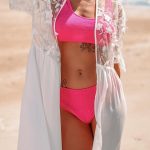 Elegant mesh κιμονό με δαντέλα σε άσπρο