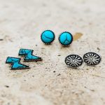 Σετ σκουλαρίκια με τιρκουάζ πέτρα