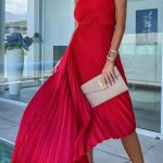 One shoulder πλισέ ασύμμετρο φόρεμα σε κόκκινο