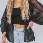 Crochet μαύρο cover up παραλίας