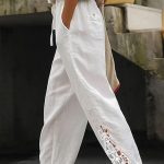 Crop αέρινο παντελόνι σε λευκό