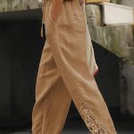 Crop αέρινο παντελόνι σε μπεζ