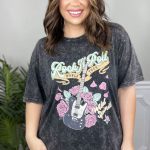 Γκρι ροκ plus size μπλουζάκι