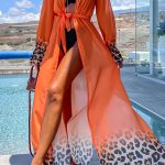 Τουνίκ με leopard λεπτομέρειες σε πορτοκάλι