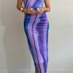 Maxi εξώπλατο φόρεμα με νερά λιλά