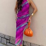 Maxi εξώπλατο φόρεμα με νερά magenta