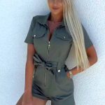 Χακί metallic ολόσωμο jumpsuit