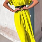 Maxi casual φόρεμα με λεπτομέρειες φραμπαλά σε κίτρινο