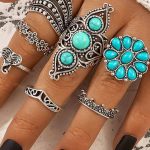 Vintage set 7 δαχτυλιδιών με χάντρες