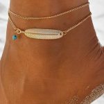 Αλυσίδα ποδιού με σχέδιο φτερό σε χρυσό