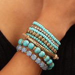 Boho τιρκουαζ vintage σετ βραχιόλια
