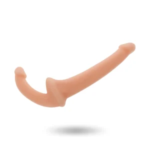 Διπλό strap-on dildo χωρίς ζώνη, με καμπυλωτό άκρο για G-spot διέγερση και μήκος 26cm από σιλικόνη και TPR