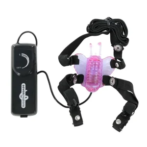 Κλειτοριδικός διεγέρτης BUTTERFLY με δόνηση, ιμάντες στήριξης και καλώδιο ελέγχου