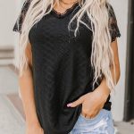 Boho κοντομάνικη μαύρη μπλούζα