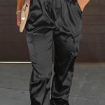 Μαύρο satin cargo παντελόνι