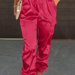 Satin cargo παντελόνι σε φούξια