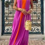 Color block maxi φόρεμα μωβ