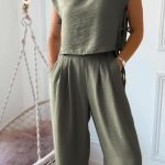 Σετ με βάτες και κορδόνια σε χακί