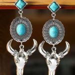 Ασημί western κρεμαστά σκουλαρίκια