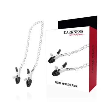 Μεταλλικές nipple clamps Darkness με αλυσίδα, unisex, από ανοξείδωτο ατσάλι και αλουμίνιο χωρίς νικέλιο.