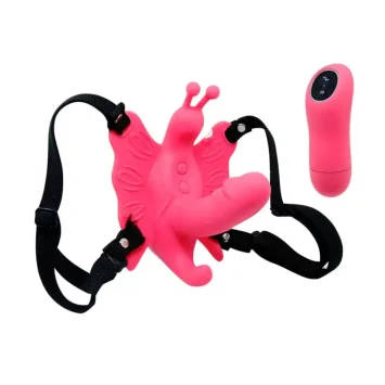 Strap-on δονητής σε σχήμα πεταλούδας με ζώνη και τηλεχειριστήριο – 30 λειτουργίες δόνησης.